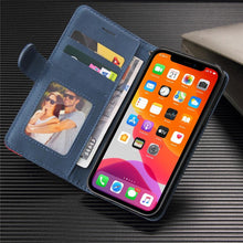 Load image into Gallery viewer, Blue PU Leather Wallet Flip Phone Case Cover For iPhone 13 Pro Max Case Leather Flip Cover iPhone 13 Pro Phone Case For  iPhone 12 Mini 14 11 8 7 6 6s Plus 5 5s Case
