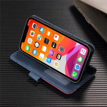 Load image into Gallery viewer, Blue PU Leather Wallet Flip Phone Case Cover For iPhone 13 Pro Max Case Leather Flip Cover iPhone 13 Pro Phone Case For  iPhone 12 Mini 14 11 8 7 6 6s Plus 5 5s Case
