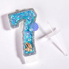 将图片加载到图库查看器，Blue Shell Glitter Number Birthday Candles Numeral Birthday Candles Cake Numeral Candles Number 0-9 Glitter Cake Topper Decoration for Birthday Wedding Anniversary Party Cake Toppers Birthday Wedding Digital Cakes Dessert Decor Birthday Decoration
