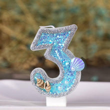 将图片加载到图库查看器，Blue Shell Glitter Number Birthday Candles Numeral Birthday Candles Cake Numeral Candles Number 0-9 Glitter Cake Topper Decoration for Birthday Wedding Anniversary Party Cake Toppers Birthday Wedding Digital Cakes Dessert Decor Birthday Decoration
