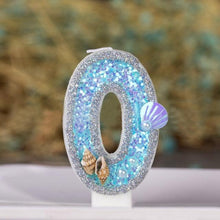 将图片加载到图库查看器，Blue Shell Glitter Number Birthday Candles Numeral Birthday Candles Cake Numeral Candles Number 0-9 Glitter Cake Topper Decoration for Birthday Wedding Anniversary Party Cake Toppers Birthday Wedding Digital Cakes Dessert Decor Birthday Decoration
