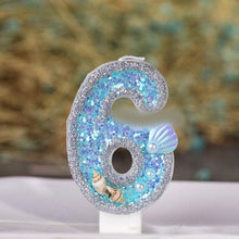 将图片加载到图库查看器，Blue Shell Glitter Number Birthday Candles Numeral Birthday Candles Cake Numeral Candles Number 0-9 Glitter Cake Topper Decoration for Birthday Wedding Anniversary Party Cake Toppers Birthday Wedding Digital Cakes Dessert Decor Birthday Decoration
