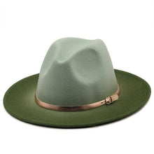 Load image into Gallery viewer, Two Colors Spray Painted Wool Jazz Hat  Fedora Unisex Color Autumn Winter Retro Hat Two Tone Dress Hat 56-58CM
