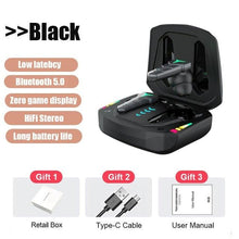 将图片加载到图库查看器，Bluetooth 5.0 RGB Yellow Gaming Earphones Low Latency Wireless Stereo Headphones Bass Earbuds With Mic Headphones Wearable Music Player HiFi Quality Sound Sport Earphones With Charging Case For Outdoor Running Gym Workout 65ms

