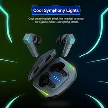 将图片加载到图库查看器，Bluetooth 5.0 RGB Yellow Gaming Earphones Low Latency Wireless Stereo Headphones Bass Earbuds With Mic Headphones Wearable Music Player HiFi Quality Sound Sport Earphones With Charging Case For Outdoor Running Gym Workout 65ms
