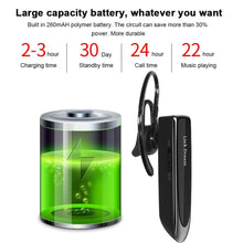 Load image into Gallery viewer, Bluetooth Earpiece V5.0 Wireless Handsfree Headset With Microphone 24 Hrs Driving Headset 30 Days Standby Time Bluetooth Music Headset Waterproof Earphone Works On All Smartphones Sport Wireless Earphones
