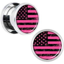 Load image into Gallery viewer, Pink American Flag Steel Screw Fit Plug Set 00G
