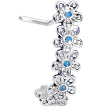 Load image into Gallery viewer, 20G Blue Belle Daisy Flower Chain Faux Hoop L Shaped Nose Ring
