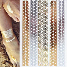 Load image into Gallery viewer, Body Tattoo Art Painting Stickers Glitter Gold Silver Temporary Waterproof Nontoxic Long Lasting Tattoos
