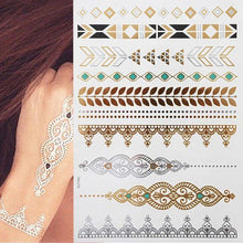 Load image into Gallery viewer, Body Tattoo Art Painting Stickers Glitter Gold Silver Temporary Waterproof Nontoxic Long Lasting Tattoos
