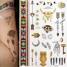 Load image into Gallery viewer, Body Tattoo Art Painting Stickers Glitter Gold Silver Temporary Waterproof Nontoxic Long Lasting Tattoos
