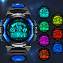 将图片加载到图库查看器，Boys Sports Military Kids Digital Watches Student Childrens Watch Fashion Luminous Led Alarm Camouflage Green Waterproof 7 Color Led Backlight Multifuction Wristwatch For Boys Girls
