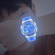 将图片加载到图库查看器，Boys Sports Military Kids Digital Watches Student Childrens Watch Fashion Luminous Led Alarm Camouflage Green Waterproof 7 Color Led Backlight Multifuction Wristwatch For Boys Girls
