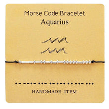 Load image into Gallery viewer, Bracelet Morse Code Braided Charm Bracelets For Women Men Jewelry Silver Adjustable Inspirational Morse Code Beads With Cord Handmade Wrap Bracelet Secret Message Jewelry Gifts For Her
