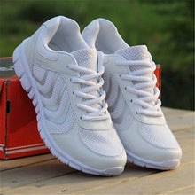 将图片加载到图库查看器，Breathable Fashion Women Sneakers White Women Casual Shoes Athletic Road Running Mesh Breathable Casual Sneakers Lace Up Comfort Sports Student Fashion Tennis Sneakers
