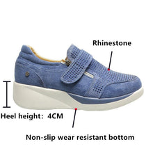 将图片加载到图库查看器，Breathable Woman Sneakers Zipper Platform Trainers Women Casual Lace-Up Fashion Rhinestone Upper Double-Sided Zippers Platform Trainers Outdoor Fitness Espadrilles Walking Shoes
