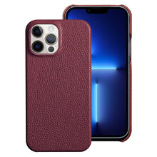 Load image into Gallery viewer, Bright Orange Mobile Phone Case With Coated Leather Case Protective Slim Phone Case Cowhide Genuine Leather Phone Case for iPhone 14 13 Pro Max Luxury Back Cover
