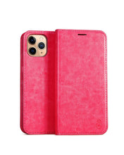 Load image into Gallery viewer, Brown Genuine Leather Flip Case For iPhone Luxury Wallet Card Cover For iPhone 14 13 Leather iPhone Case Kickstand Card Holder Flip Leather Wallet Phone Case
