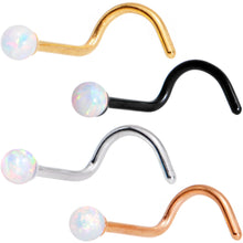Load image into Gallery viewer, White 2.5mm Synthetic Opal Ball Anodized Left Nose Screw 4 Pack Set
