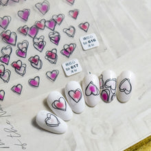 Load image into Gallery viewer, Bubble Cute Black Red Hearts Nail Stickers Nail Art Decorations Nail Decals Design Self-Adhesive 3D Wave Design Decoration for Women Girls Adhesive Striping Tape Nail Art Stickers
