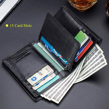 Load image into Gallery viewer, Bullcaptain Large Capacity Genuine Leather Bifold Wallet/Credit Card Holder
