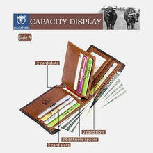 Load image into Gallery viewer, BULLCAPTAIN Men Genuine Leather Vintager RFID Blocking Anti-theft Wallet
