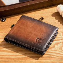 Load image into Gallery viewer, BULLCAPTAIN Men Genuine Leather Vintager RFID Blocking Anti-theft Wallet
