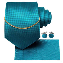 将图片加载到图库查看器，Business Black Silk Necktie Chain Classic Tie Square Handkerchief Elegant Cufflink Wedding Formal Neckties For Men
