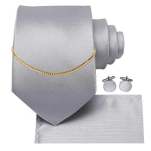 将图片加载到图库查看器，Business Black Silk Necktie Chain Classic Tie Square Handkerchief Elegant Cufflink Wedding Formal Neckties For Men
