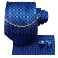 将图片加载到图库查看器，Business Black Silk Necktie Chain Classic Tie Square Handkerchief Elegant Cufflink Wedding Formal Neckties For Men
