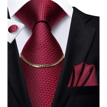将图片加载到图库查看器，Business Black Silk Necktie Chain Classic Tie Square Handkerchief Elegant Cufflink Wedding Formal Neckties For Men
