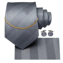 将图片加载到图库查看器，Business Black Silk Necktie Chain Classic Tie Square Handkerchief Elegant Cufflink Wedding Formal Neckties For Men
