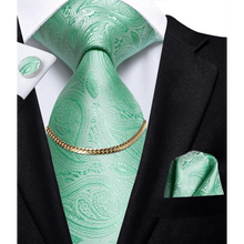 将图片加载到图库查看器，Business Black Silk Necktie Chain Classic Tie Square Handkerchief Elegant Cufflink Wedding Formal Neckties For Men

