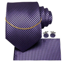 将图片加载到图库查看器，Business Black Silk Necktie Chain Classic Tie Square Handkerchief Elegant Cufflink Wedding Formal Neckties For Men
