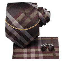 将图片加载到图库查看器，Business Black Silk Necktie Chain Classic Tie Square Handkerchief Elegant Cufflink Wedding Formal Neckties For Men
