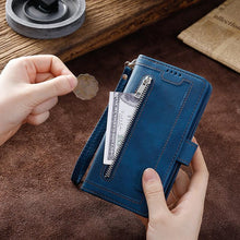 Load image into Gallery viewer, Business Blue New Cards Flip Leather Case For iPhone 14 13 12 11 Pro Max 10 X 6 6s 7 8 Plus XR XS Max Multifunctional Wallet Phone Case  Multi-Card Wallet Leather iphone Case
