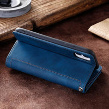 Load image into Gallery viewer, Business Blue New Cards Flip Leather Case For iPhone 14 13 12 11 Pro Max 10 X 6 6s 7 8 Plus XR XS Max Multifunctional Wallet Phone Case  Multi-Card Wallet Leather iphone Case
