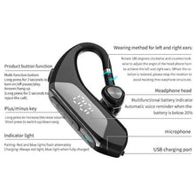 Load image into Gallery viewer, Business Bluetooth 5.0 Wireless Single-Ear Headset LED Power Display Ultra-Long Standby Earbud Headphones Wireless Black Earphone Bluetooth Noise Isolating Wireless Earbuds With Microphones Clear Calls Painless Wearing
