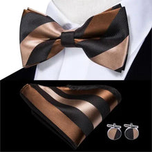 Load image into Gallery viewer, Business Red Color Butterfly Bow Tie Pocket Square Cufflinks Suit Set For Men Adjustable Self Bowtie Formal Bowtie Set Solid Color Necktie Silk Bow Tie Pocket Square Cuff Links
