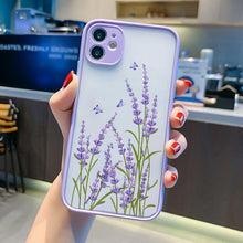 将图片加载到图库查看器，Butterfly Lavender Flower Phone Case For iPhone 13 mini 14 pro max Hard Shockproof Cover Floral Design Built-in Lens Protection Beautiful Design Transparent Back Case Cover for iPhone
