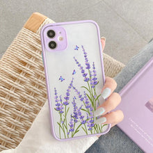 将图片加载到图库查看器，Butterfly Lavender Flower Phone Case For iPhone 13 mini 14 pro max Hard Shockproof Cover Floral Design Built-in Lens Protection Beautiful Design Transparent Back Case Cover for iPhone
