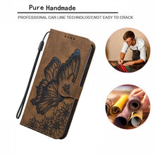 Load image into Gallery viewer, Butterfly Leather Flip Cover For iPhone 14  X XS XR 13 12 11 Pro Max 12 MINI Phone Wallet Case PU Leather Wallet Case Butterfly Flower Pattern Design Magnetic Flip Case Shockproof Protective Cover
