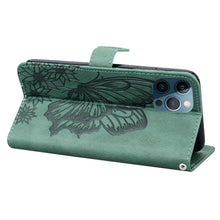 Load image into Gallery viewer, Butterfly Leather Flip Cover For iPhone 14  X XS XR 13 12 11 Pro Max 12 MINI Phone Wallet Case PU Leather Wallet Case Butterfly Flower Pattern Design Magnetic Flip Case Shockproof Protective Cover
