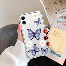 Load image into Gallery viewer, Butterfly Soft Clear Protection Case For iPhone Soft Cover For iPhone 11 12 13 14 Pro Max Mini Crystal Clear Cute Shockproof Slim Fit Bumper Protective Cover Colorful Butterfly Design Case For Girls
