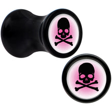 Load image into Gallery viewer, Black Acrylic Pink Black Skull Saddle Plug Set 4G

