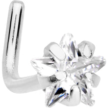 Load image into Gallery viewer, 20G 1/4 Clear Star 3mm CZ Gem Steel L-Shape Nose Ring
