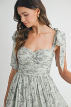 将图片加载到图库查看器，Floral Bust Ruched Midi Dress with Shoulder Tie For Women – Ruched Midi Dress For Summer, Floral Bust Dress, Shoulder Tie Dress, Feminine Midi Dress, Chic Event Dress
