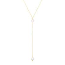 Load image into Gallery viewer, 14k Yellow Gold Lariat Necklace with Pearls
