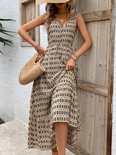 Load image into Gallery viewer, Vintage Printed V-Neck Tie Waist Midi Dress Lightweight Trendy &amp; Elegant Dress for Women
