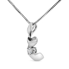 Load image into Gallery viewer, 10K White Gold 1/10 Cttw Diamond Solitaire Spiral 18" Pendant Necklace (I-J Color, I2-I3 Clarity)
